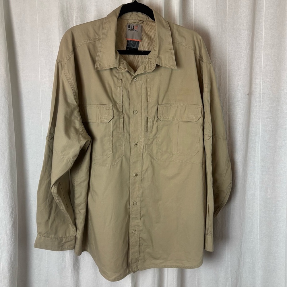 5.11 Tactical Series Shirt Men’s Sz XXLarge  Vented Long Sleeve Beige Workwear